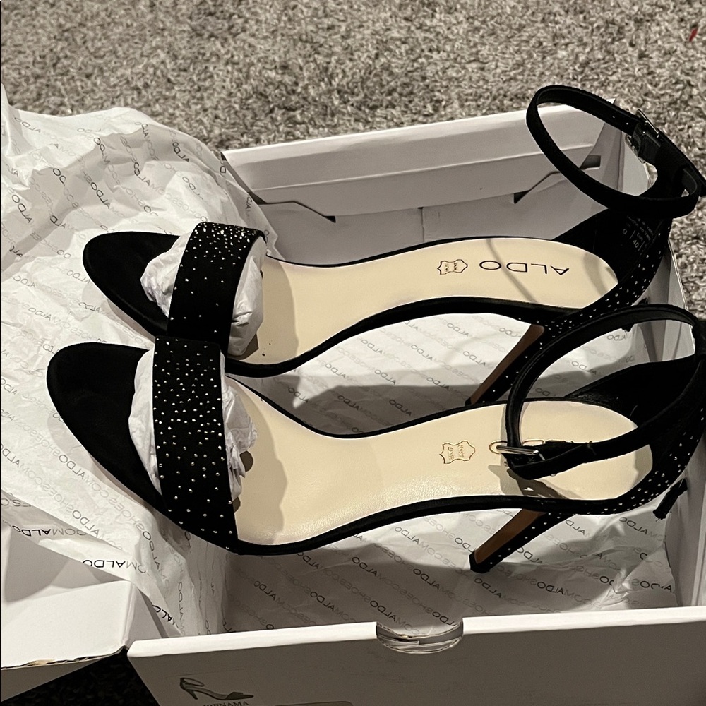 Aldo Black Studded Heels
